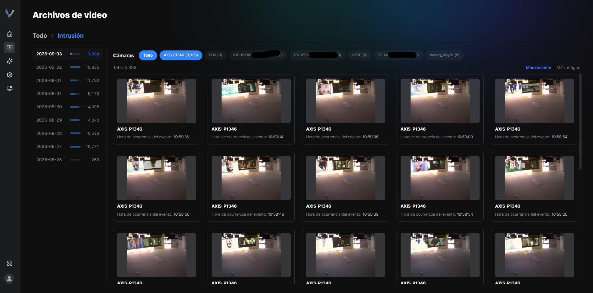 Figura 3-19. Lista de clips de evento